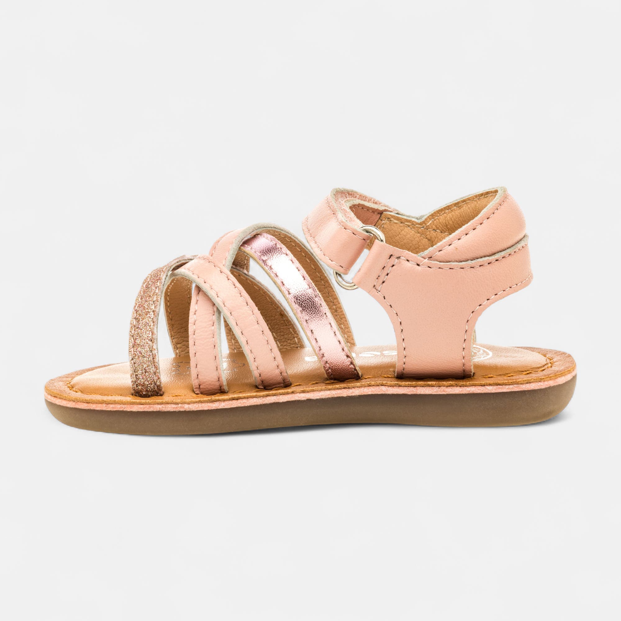 Nu-pieds Bébé fille en cuir rose