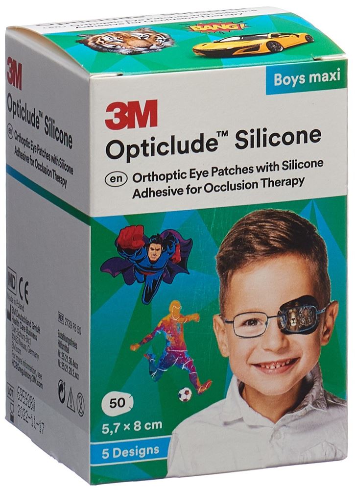 OPTICLUDE Silicone Augenverband 5.7x8cm Maxi Boys 50 Stk