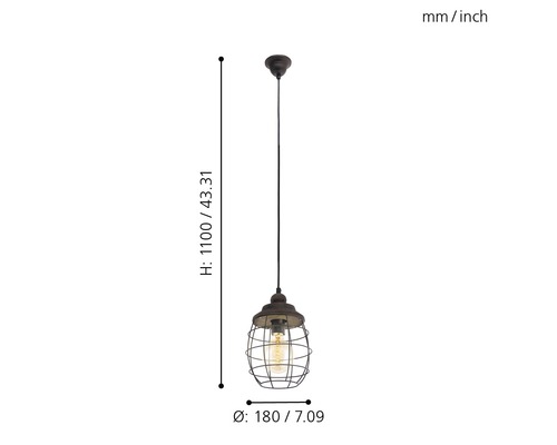 1-lamps hanglamp Ø 18 cm bruin/patina