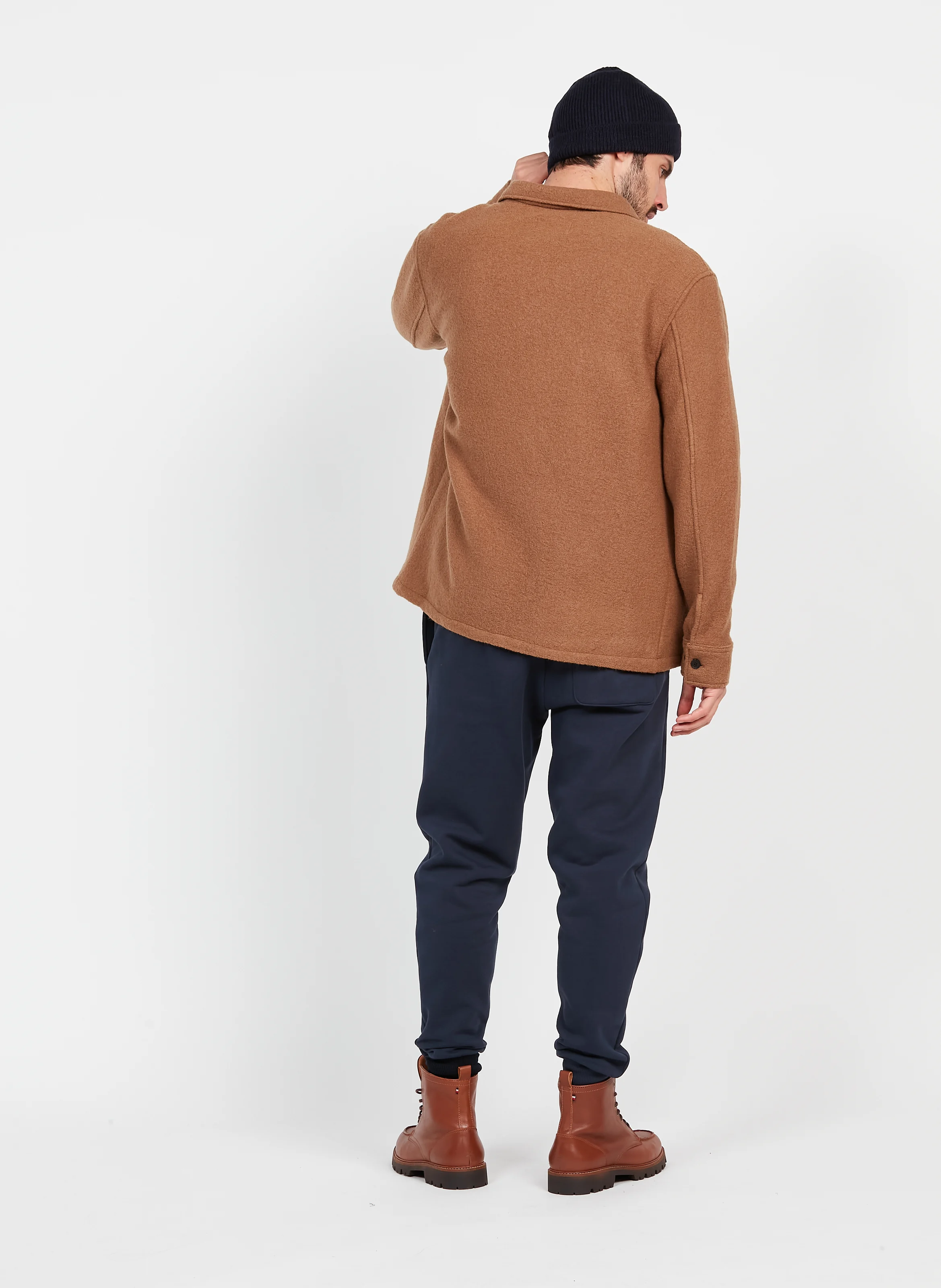 Tee-shirt droit col rond en coton | Marron