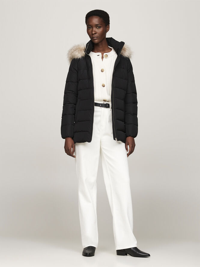 Tommy Hilfiger HERITAGE DOWN TYRA JKT WITH FUR Black
