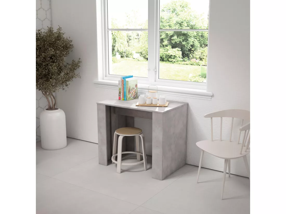 Table console extensible, 220, Pour 10 personnes, Table à Manger, Ciment