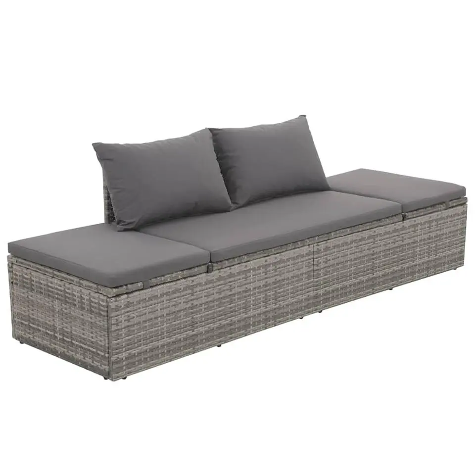 vidaXL - Loungebed - Grijs - Poly rattan