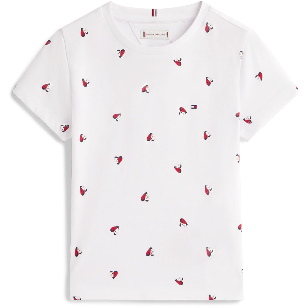 Køb Tommy Hilfiger White Lg Aop Heart Tee Ss