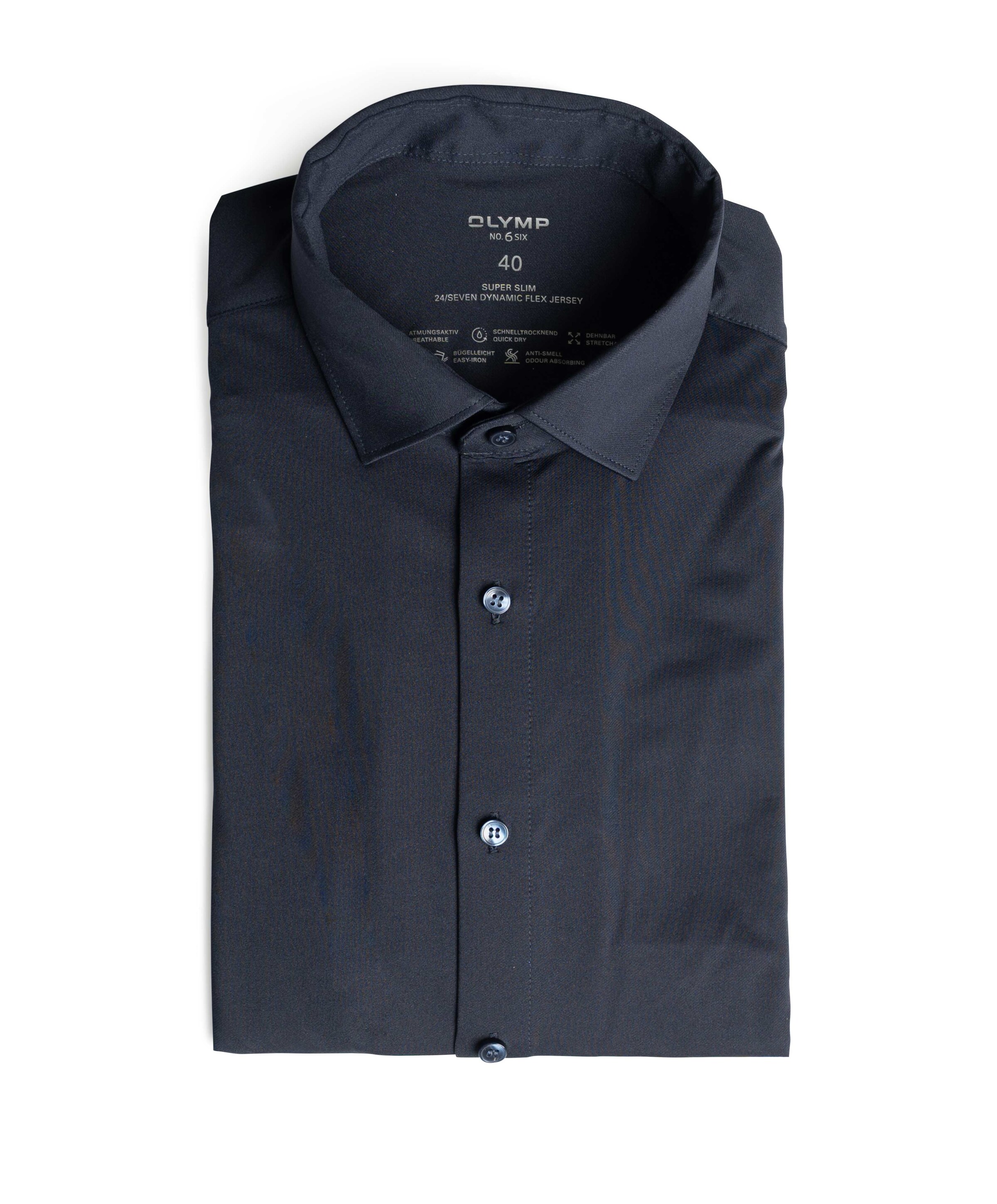 Olymp no6 Heren overhemd lange mouw blauw