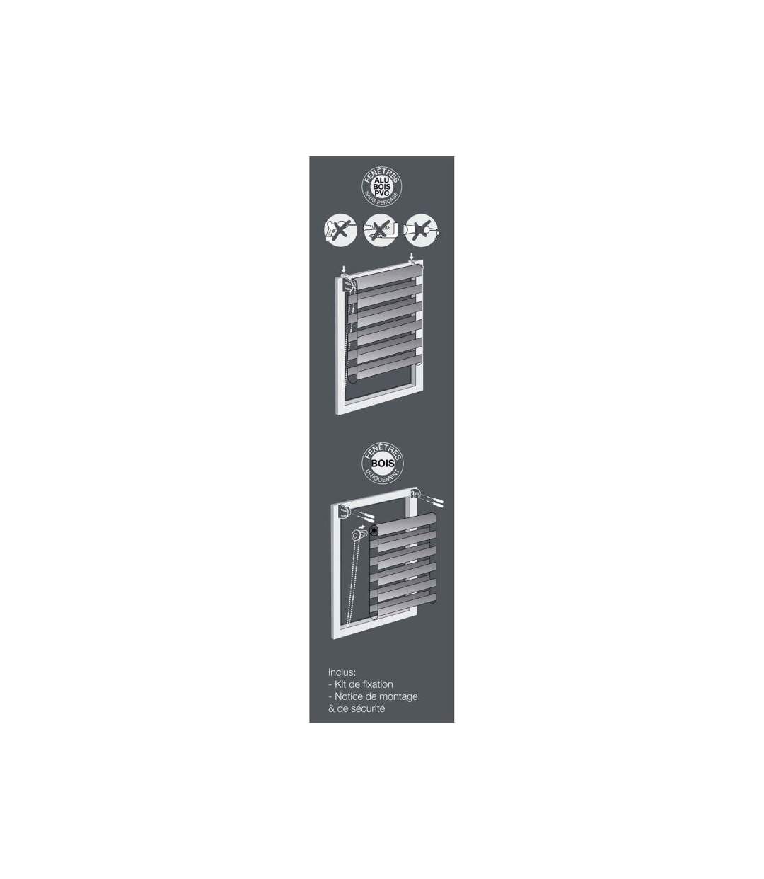 Store Enrouleur Jour Nuit Daynight 60x180cm Noir
