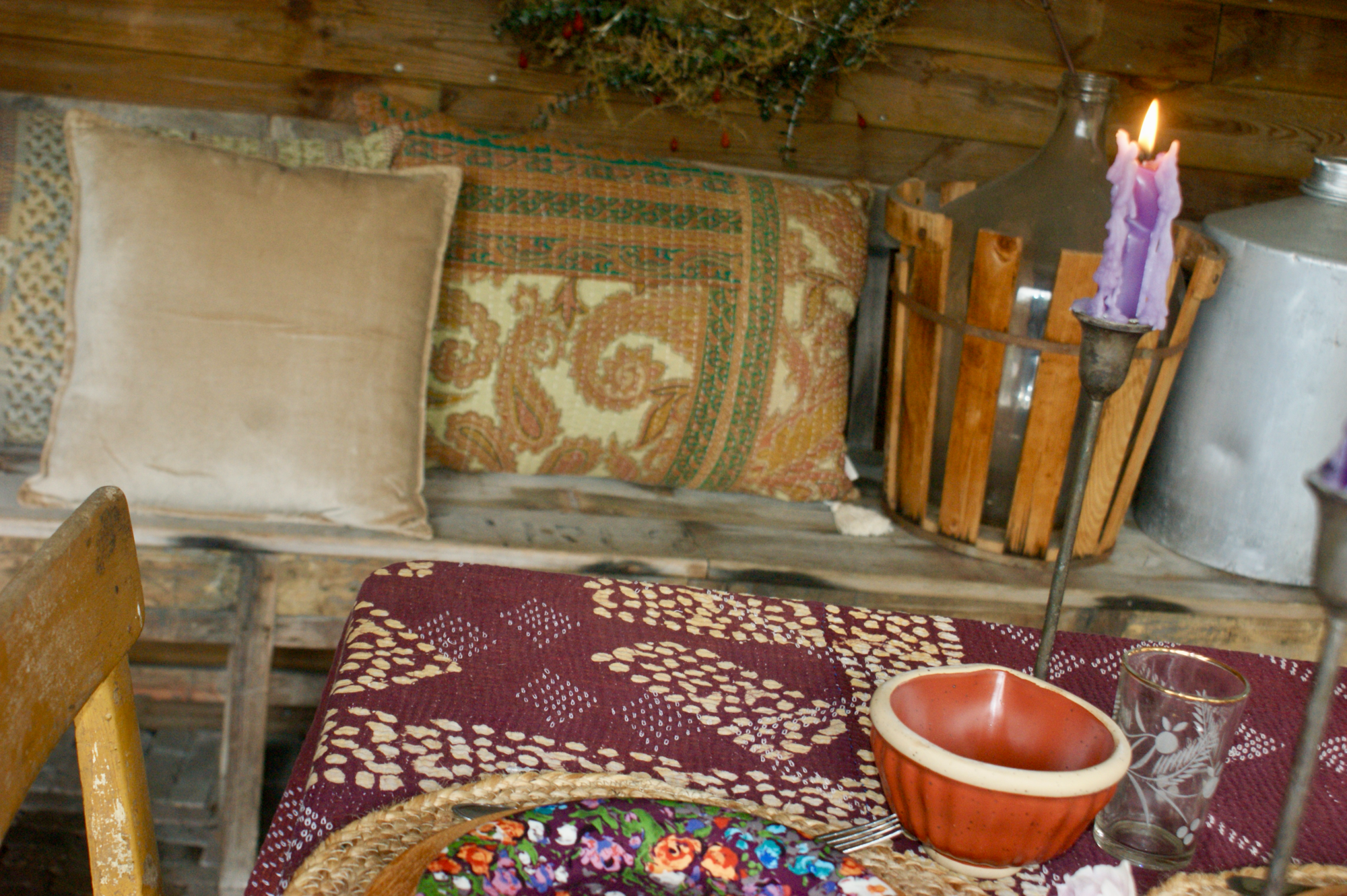 Kussen Kantha vintage 50x70 cm Camel