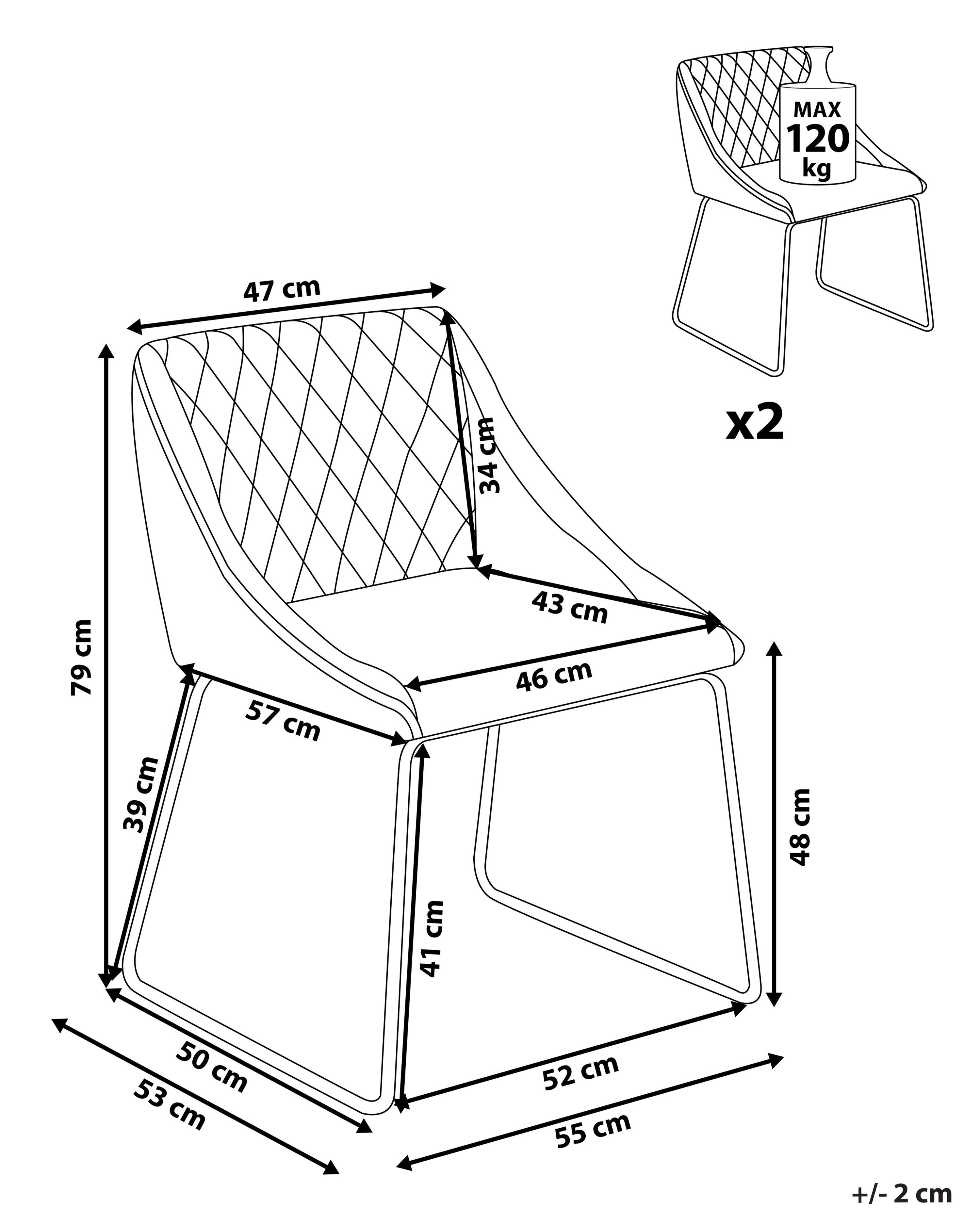 Set van 2 eetkamerstoelen ARCATA Fluweel Lichtblauw