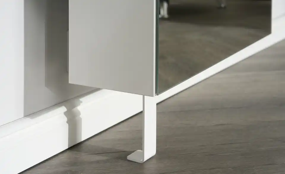 Schuh- und Mehrzweckschrank Santarem Weiß Spiegelfront (Kristall)