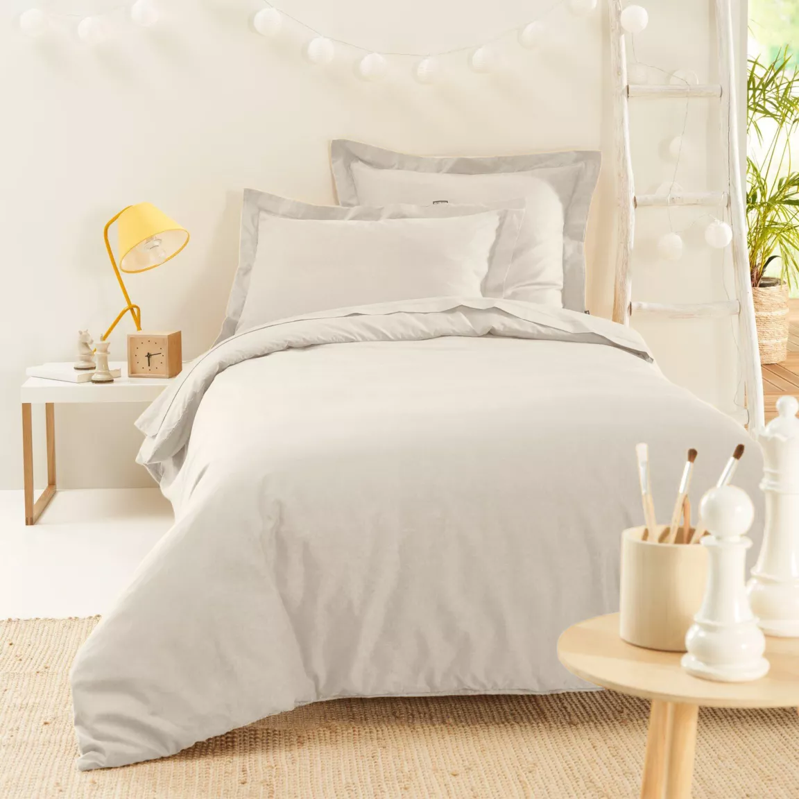 Housse de couette percale de coton (140 x 200 cm) Cali Beige