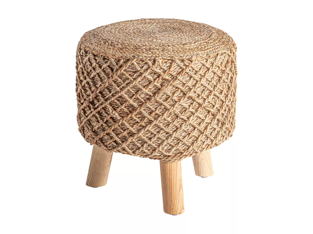 Repose- pied en jute marron 43x43x45 cm