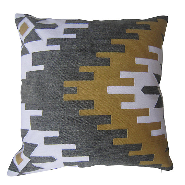 Coussin Suming 45x45 cm Avec broderies géométriques Jaune moutarde