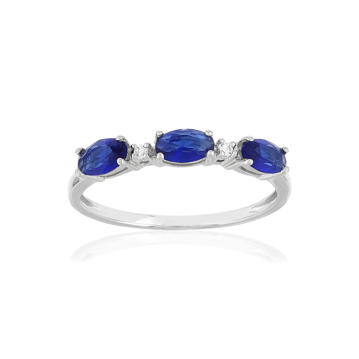 Bague or blanc 375 saphirs diamants