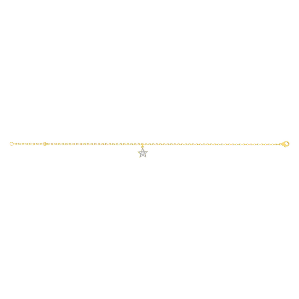 Chaine de cheville plaqué or zirconias motif étoile 25 cm