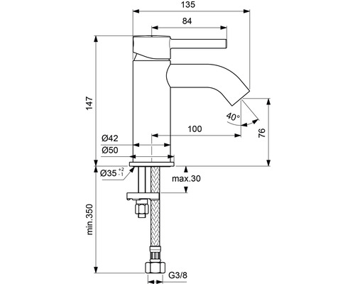 Ideal Standard CERALINE chroom wastafelkraan BC268AA