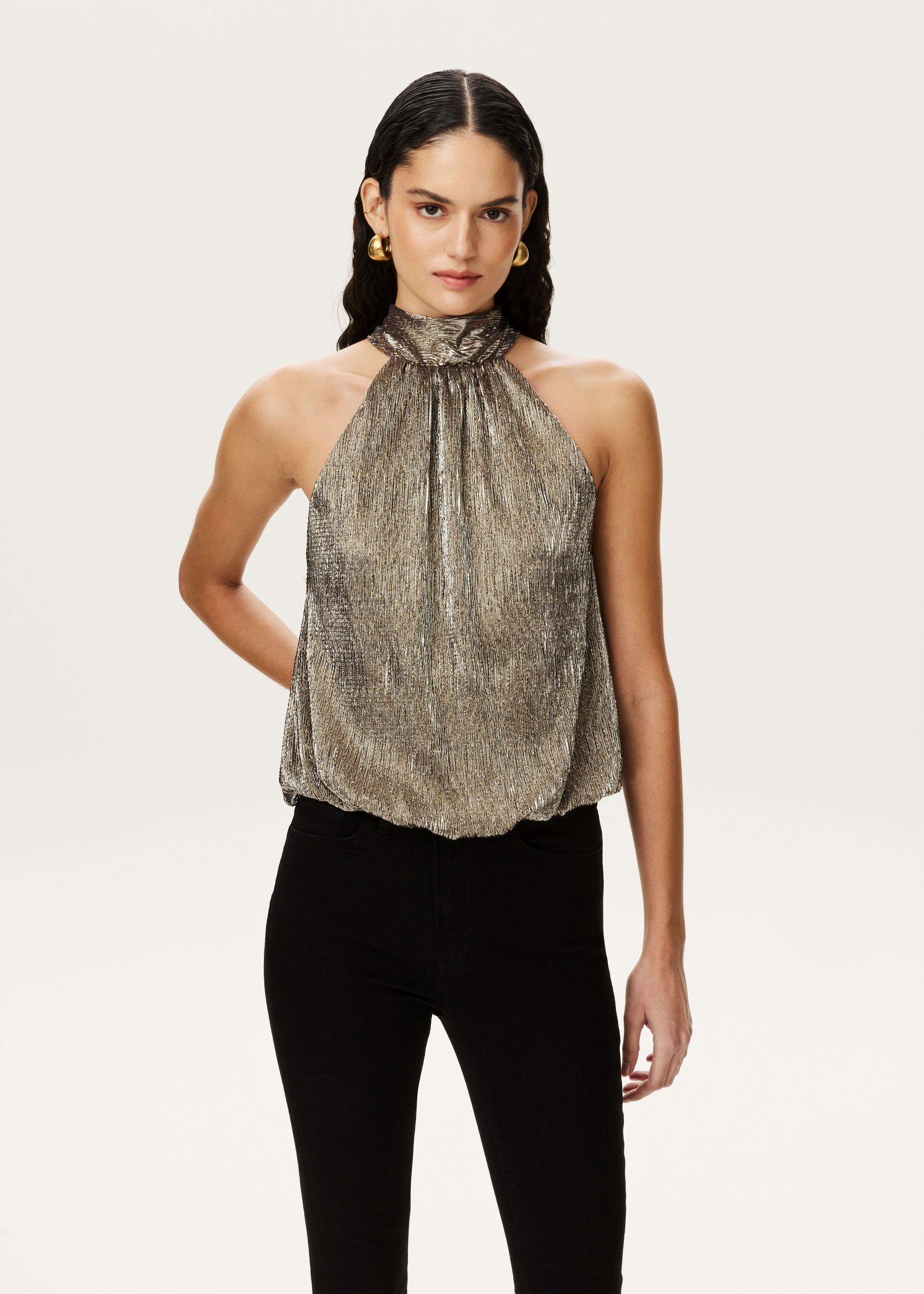 Halter top met plissé