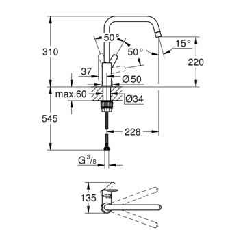 Grohe keukenkraan Start hoge U-uitloop QuickFix supersteel (RVS look)