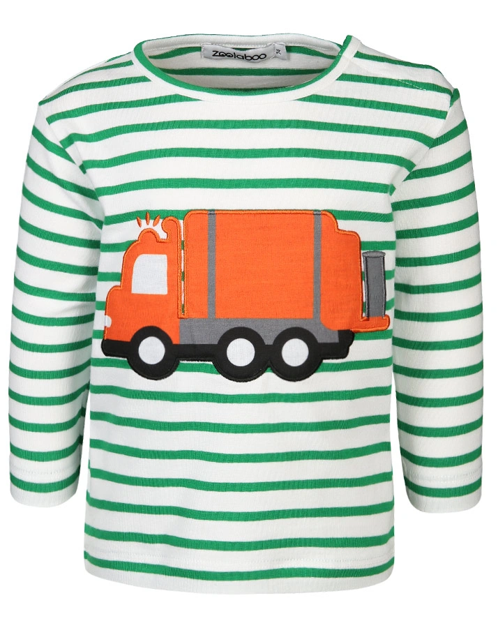 Langarmshirt MÜLLAUTO MAMPFI gestreift in weiß/grün
