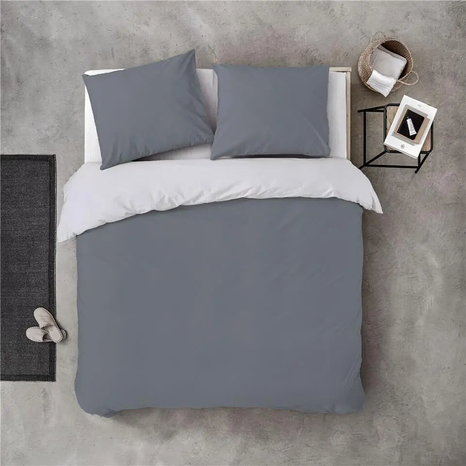 Byrklund - Dekbedovertrek Side Way - 140x220 cm - Grijs / Wit