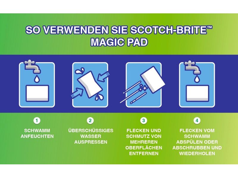 Scotch-Brite Flecken-Radierer 3M Magic Pad Weiss, 12 Stück Reinigungsschwamm