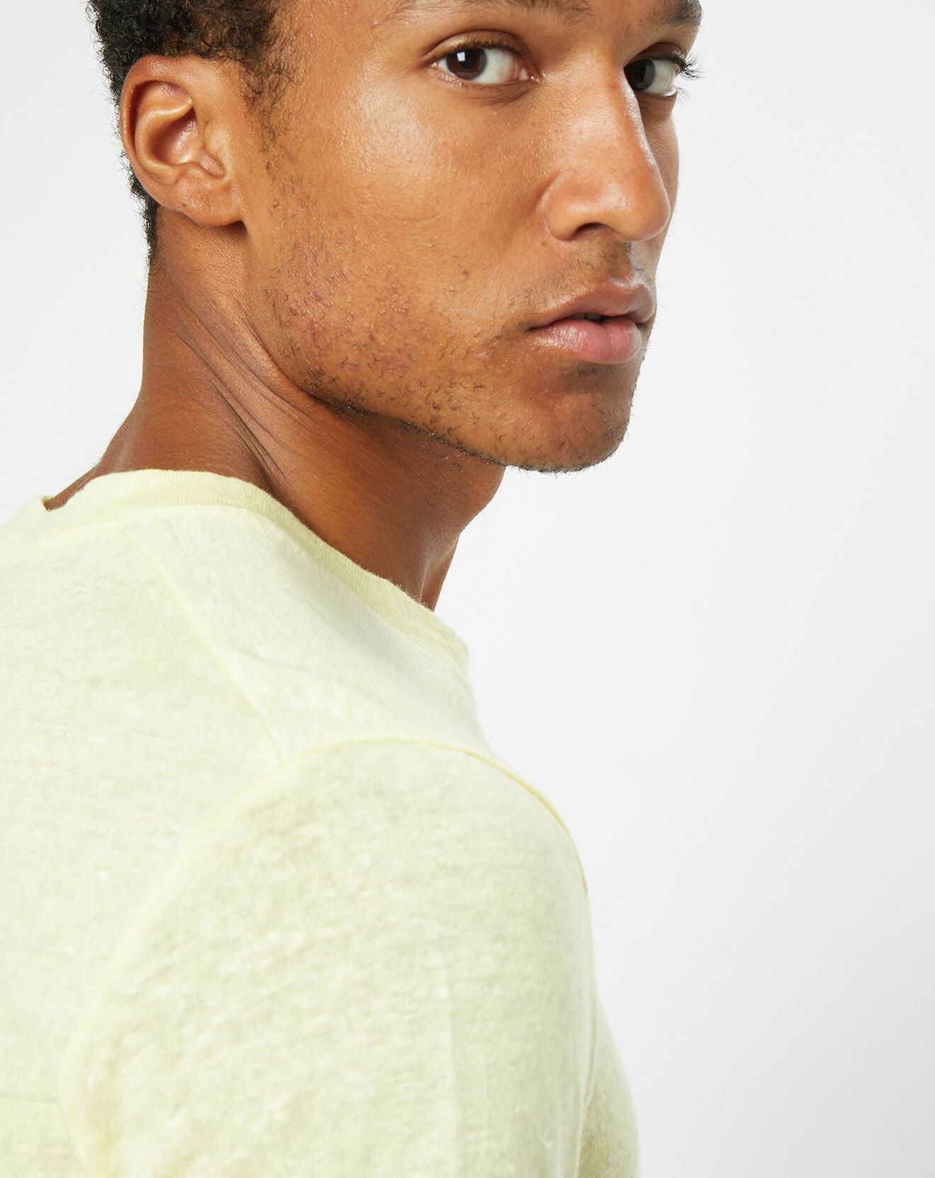 Marc O'Polo T-Shirt 100% Lin manches courtes Col Rond jaune