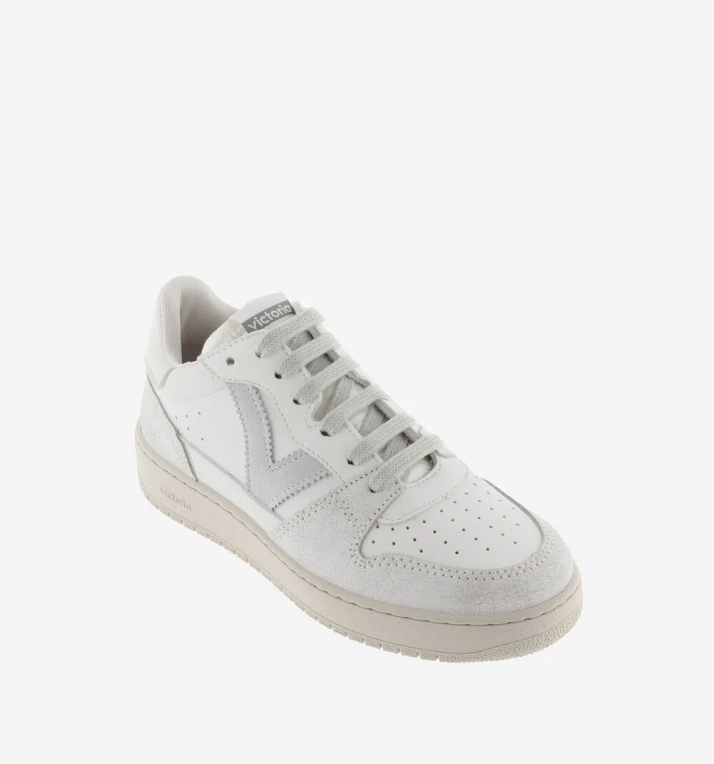 MADRID BOTTINE EFFET CUIR & CUIR FENDU Baskets pour femmes type bottines effet cuir BLANCO