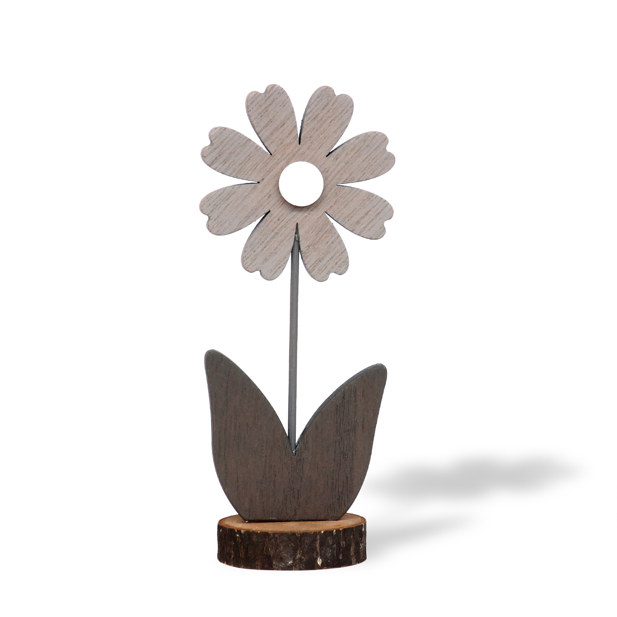 Figur 'Blume' aus Holz, grau, H 17 cm, B 7 cm, T 5 cm von fischer's lagerhaus