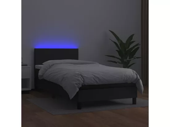 Sommier tapissier avec matelas et LED Noir 90x190 cm Similicuir