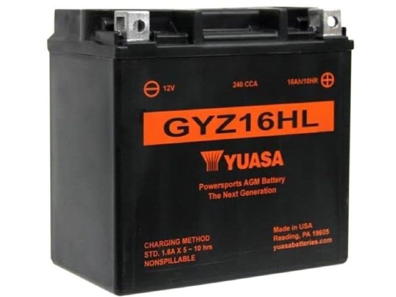 YUASA Motorradbatterie AGM 12 V/16Ah/240A Wartungsfreie Hochleistungsbatterie