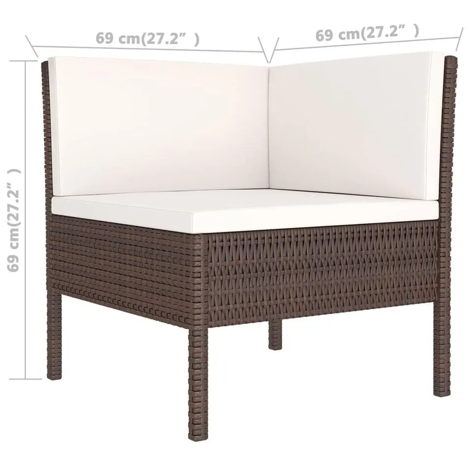 vidaXL - Loungeset - Bruin - Poly rattan - 6 stuks - Met kussens