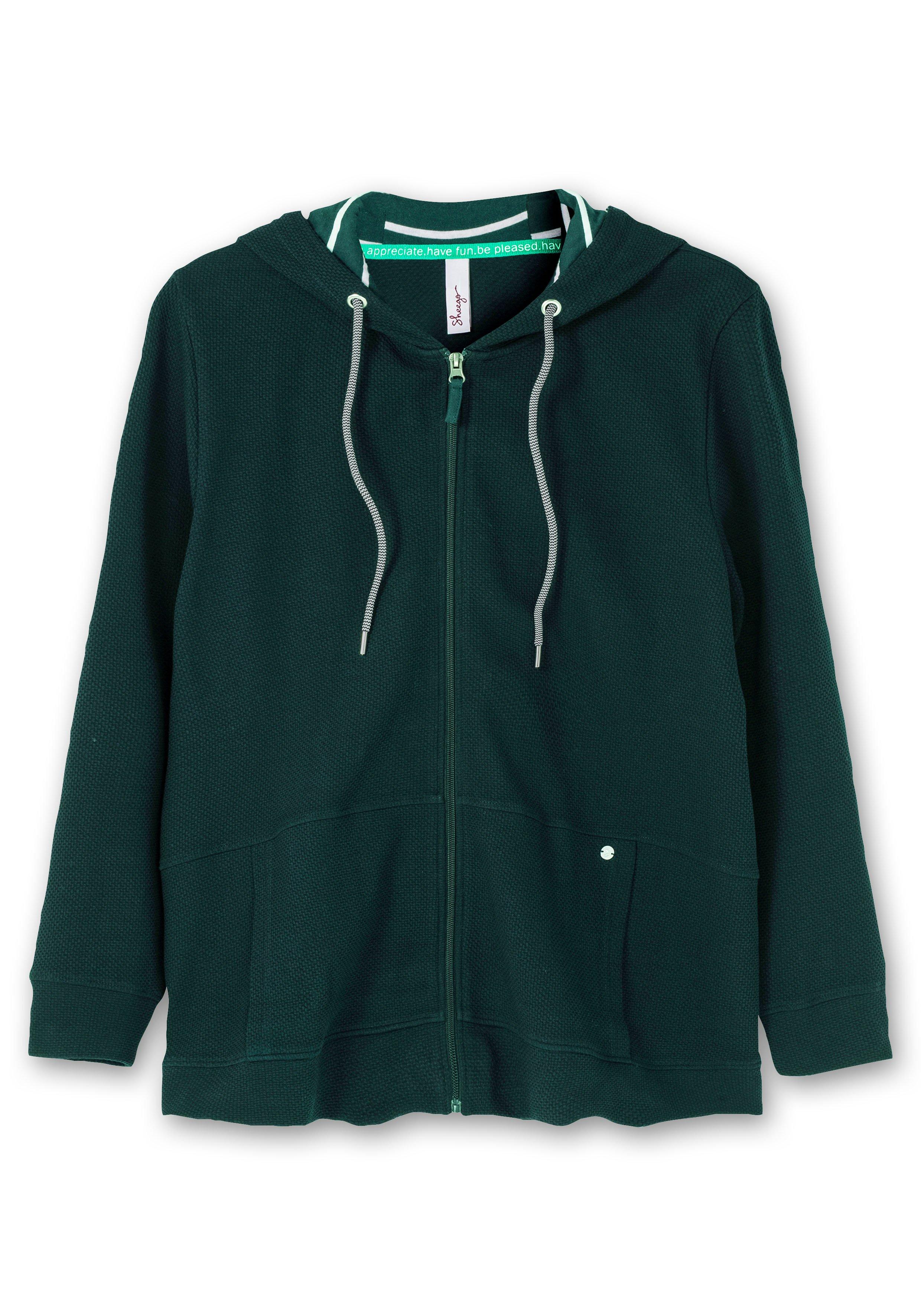 Sweatjacke mit Kapuze, aus  Waffelpiqué