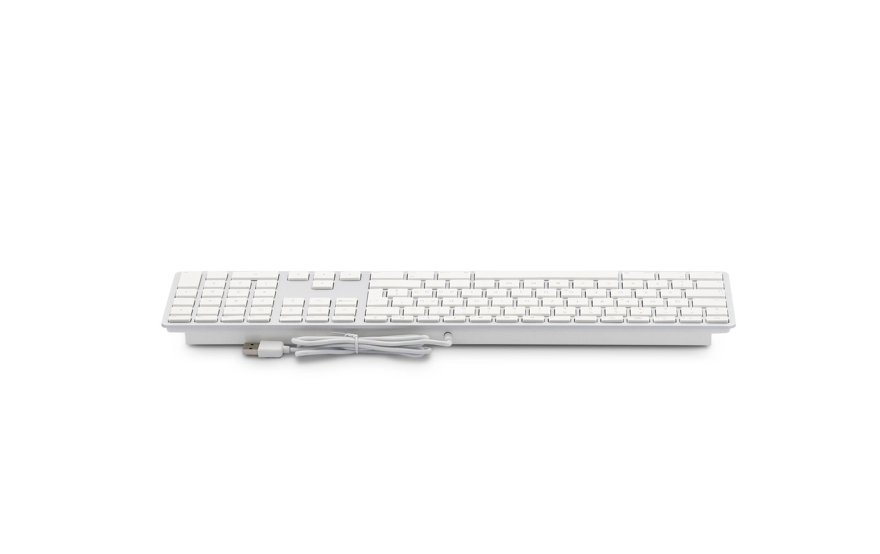 Tastatur KB-1243 Silber, Mac CH-Layout mit ZiffernblockElegante Mac-Tastatur mit Aluminiumcover