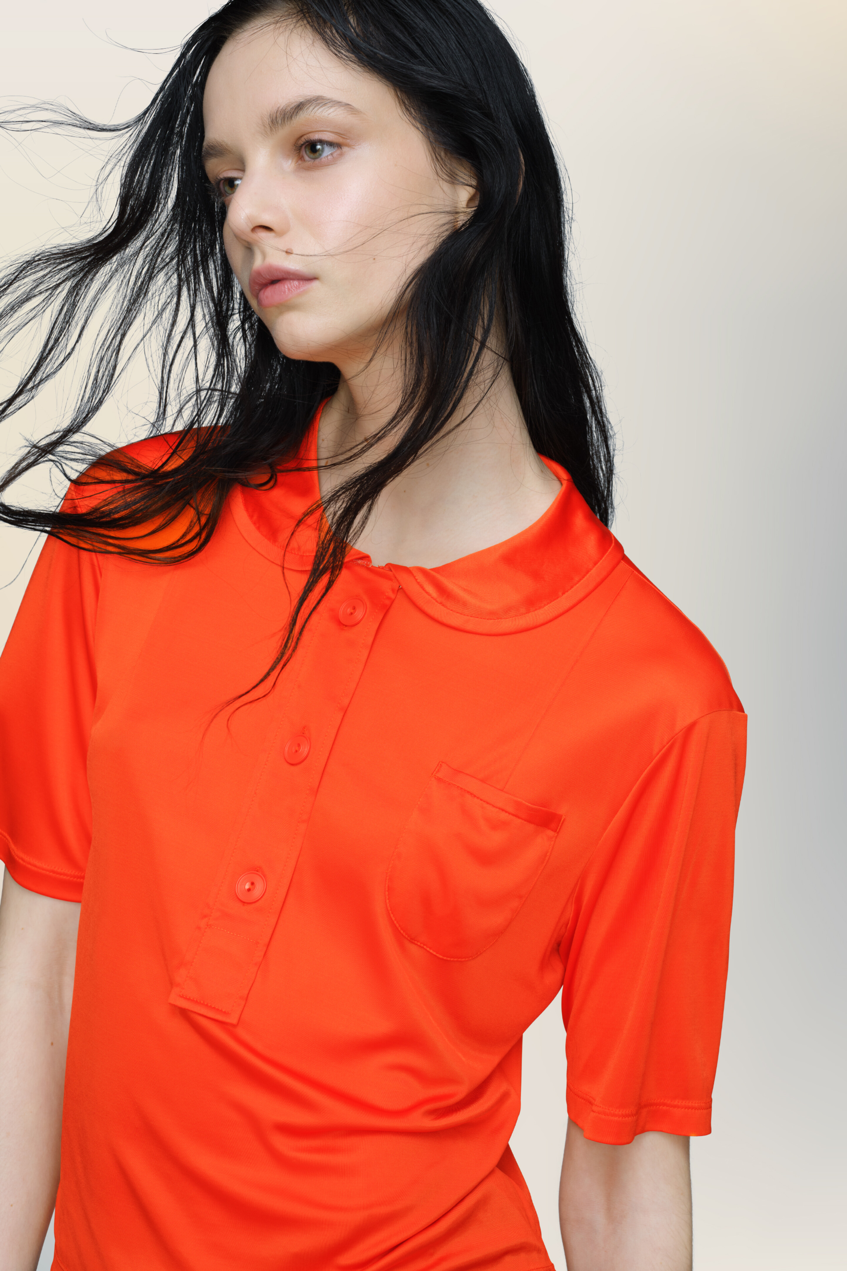 Polo orange en viscose pour femme Papaye