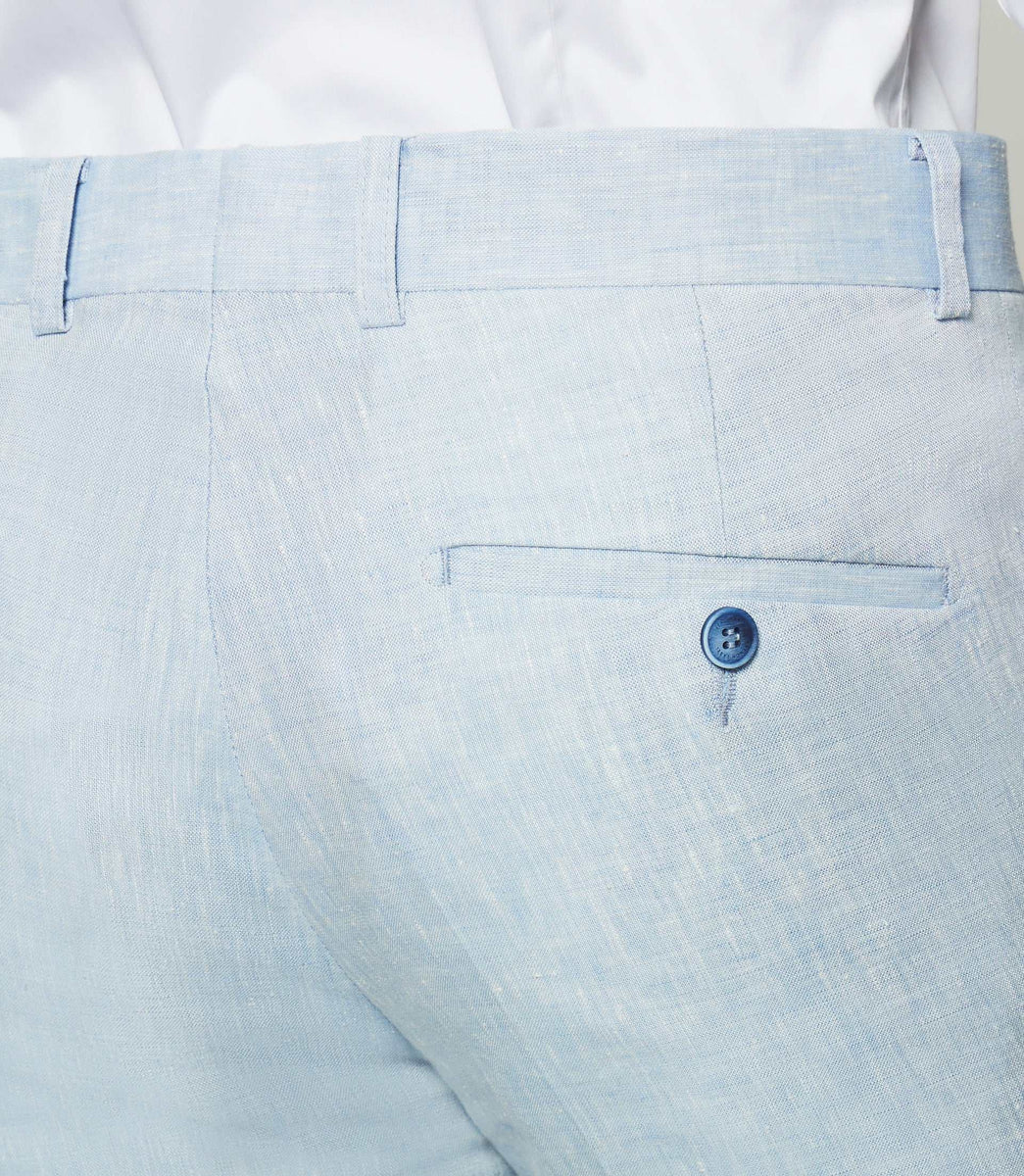 Pantalon ville 100% lin bleu ciel