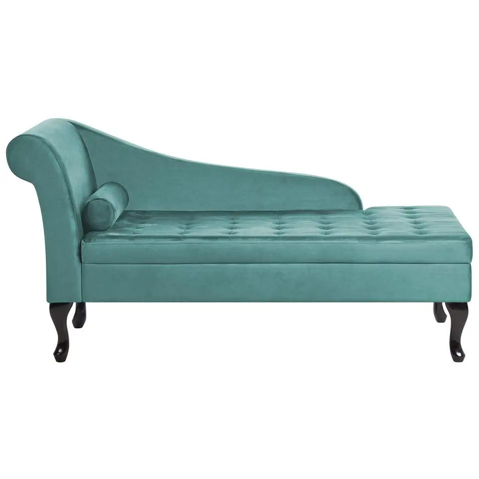 PESSAC - Chaise longue - Groenblauw - Linkerzijde - Fluweel