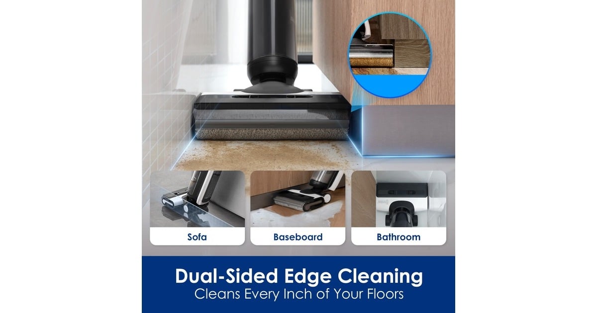 TinecoFloor One S6 Flashdry Pet nat- en droogstofzuiger & vloerreiniger nat- en droogzuiger  (Zwart, Stofzuigen en dweilen | oplaadbaar | iLoop Smart Sensor | FlashDry | app)