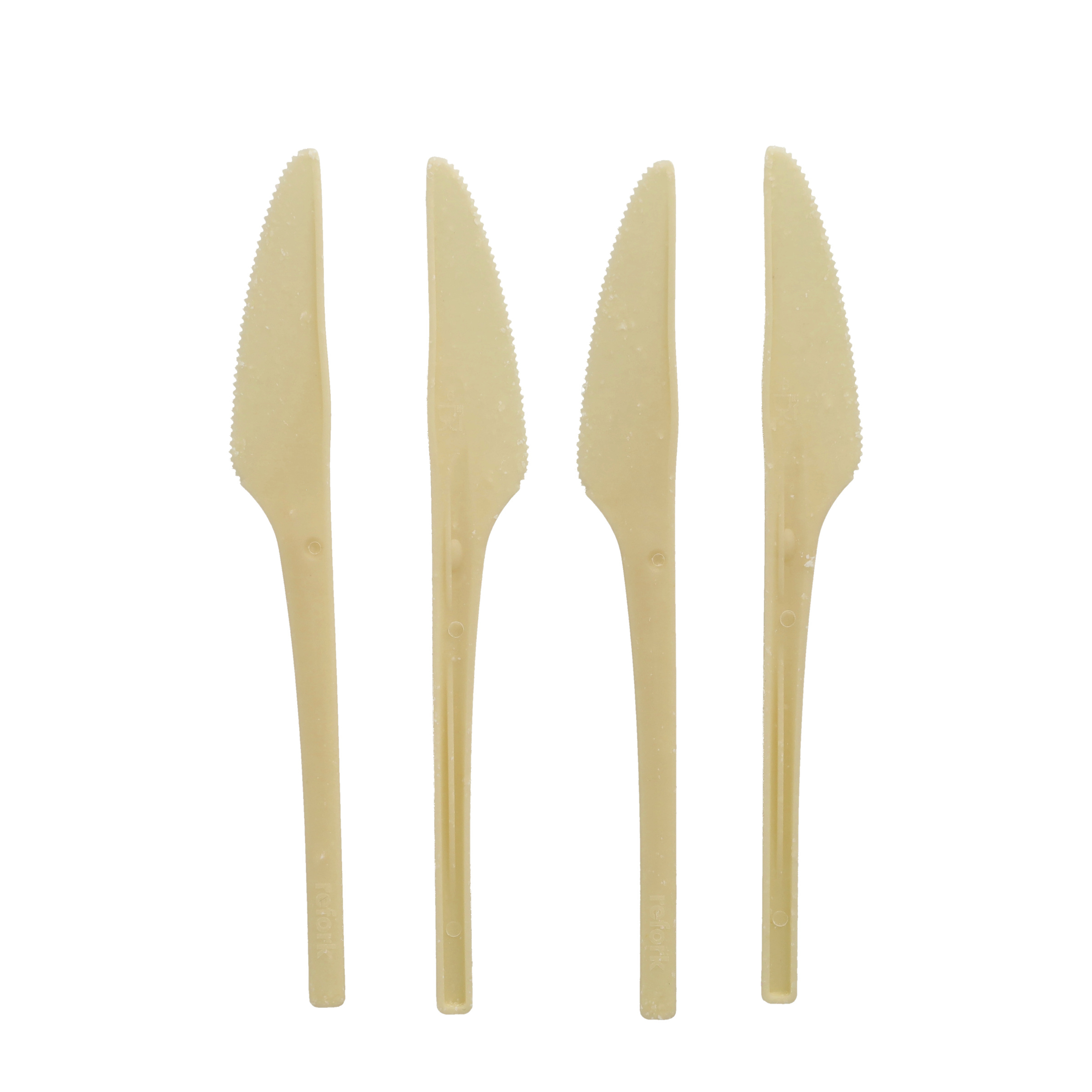 (50er Set) 17cm Bio Cellulose Messer Einweg Besteck Nachhaltiges Essbesteck (5144.3015) - Beige