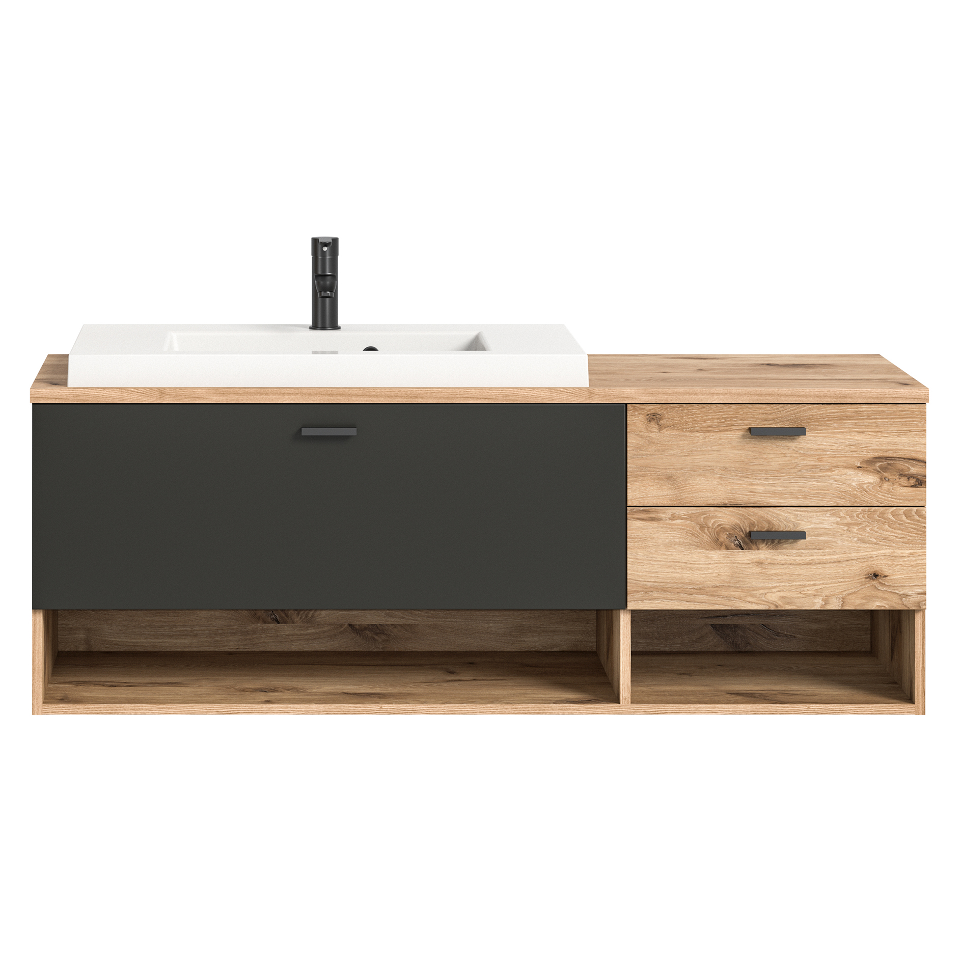 Waschbeckenunterschrank GRADO - Nox Oak-grau - 140 cm