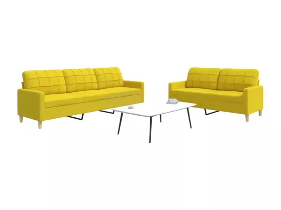 Ensemble de canapés 2 pcs jaune clair tissu