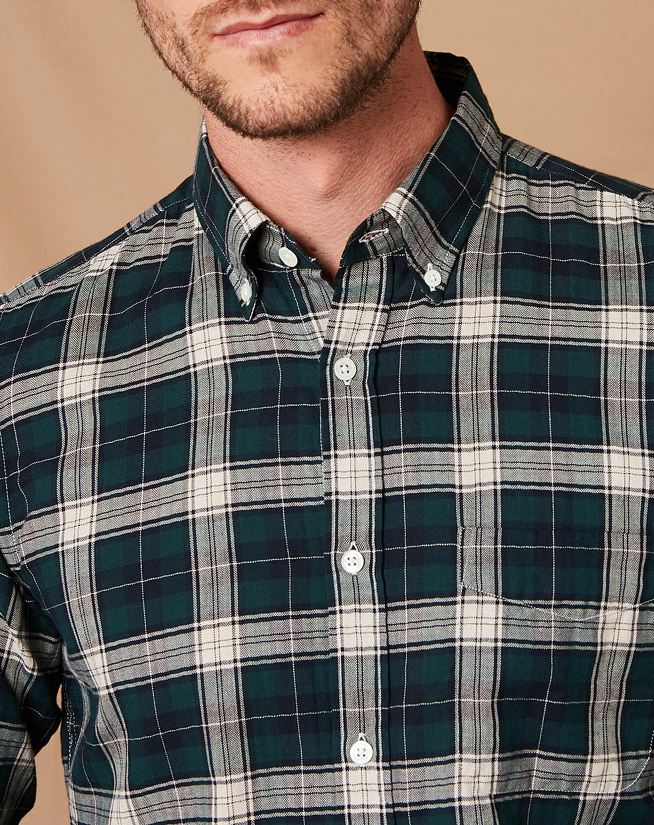 Hartford Chemise Slim Side marine/vert
