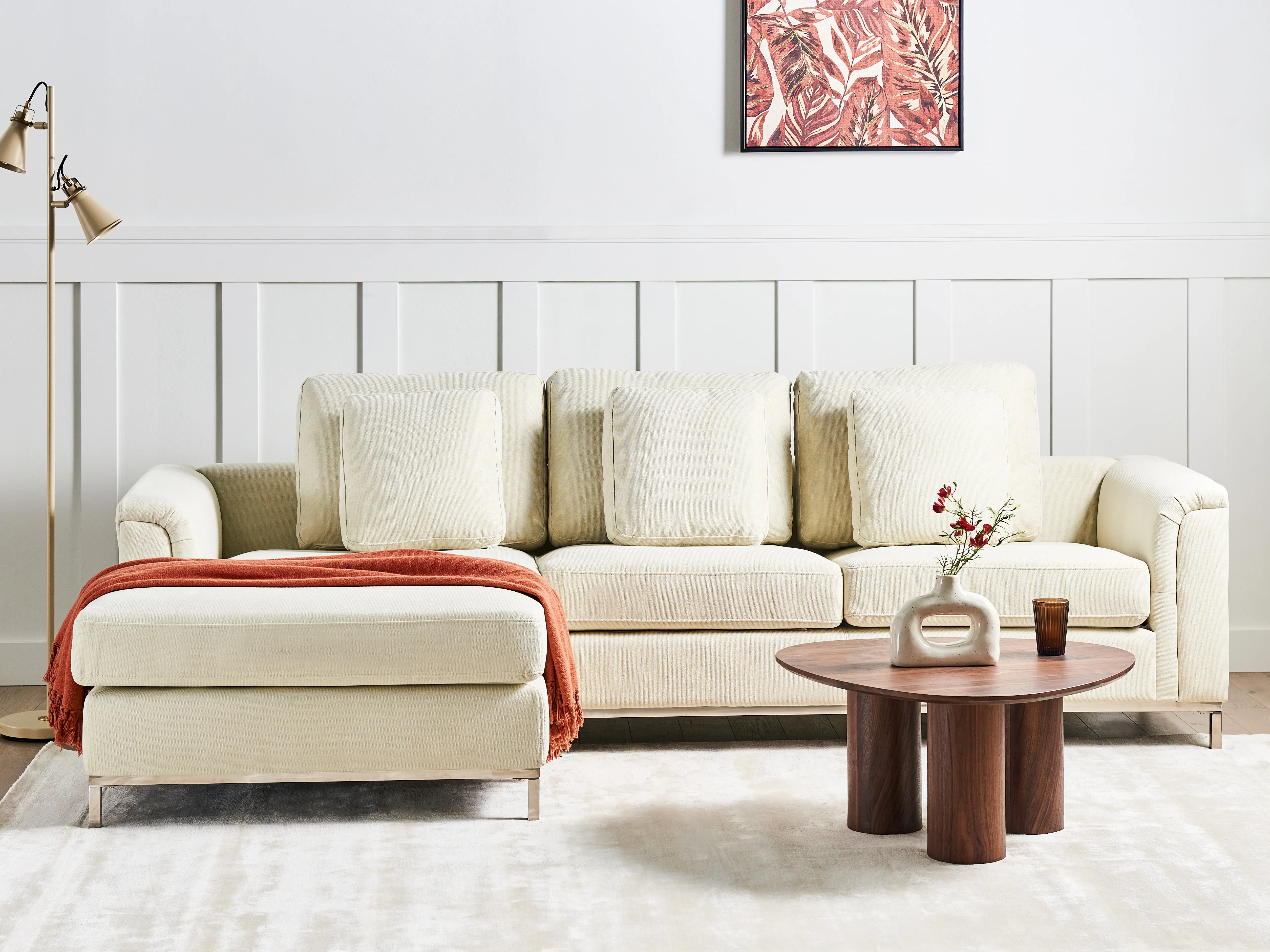 Hoekbank 4-zits OSLO Stof Beige rechtszijdig