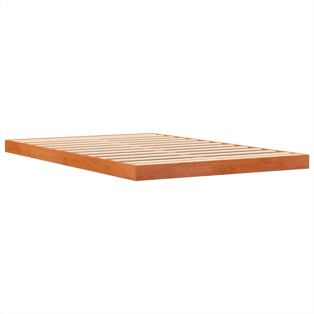 vidaXL Massivholzbett, Holzbett Bett für Schlafzimmer, Bettgestell Bettrahmen mit Lattenrost, Doppelbett Modernes Design, Wachsbraun 140x200cm Kiefer
