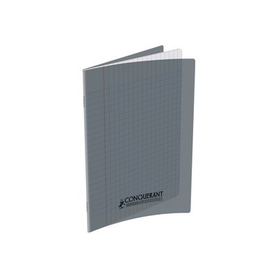 Conquérant Classique - Cahier polypro 17 x 22 cm - 96 pages - grands carreaux (Seyes) - gris