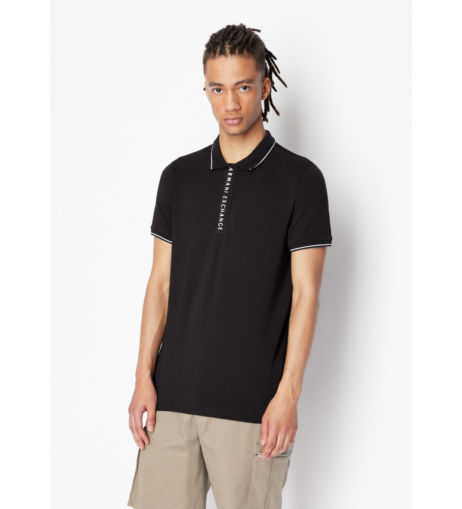Camisa polo Armani Exchange, algodão elástico, preta