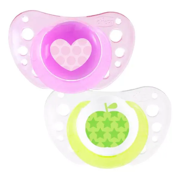 Chupeta de silicone Chicco Physio Forma Air +6m Cloud Apple, pacote com 2 unidades + caixa esterilizadora