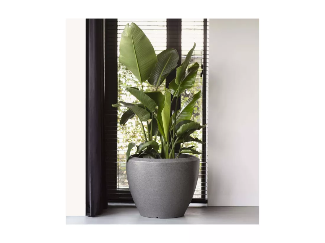 Pot à plantes conique bas Arc Granite 60x48 cm Anthracite