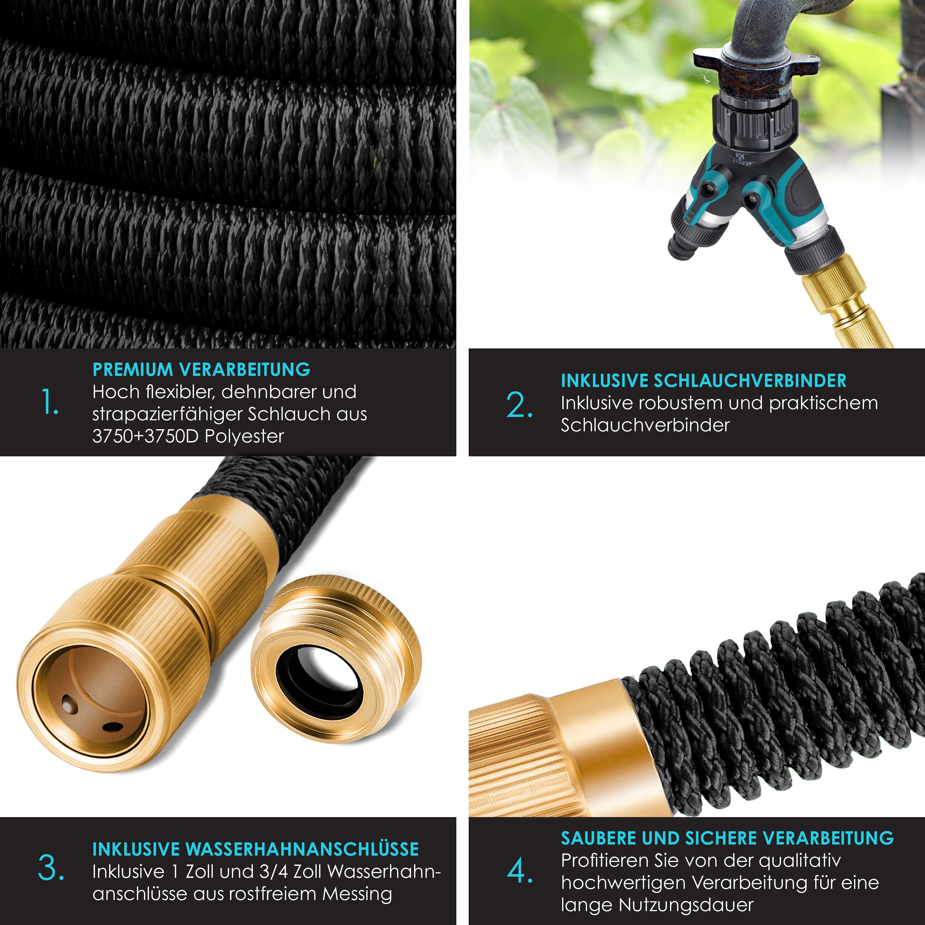 KESSER® Premium Gartenschlauch Flexibler Wasserschlauch dehnbarer Flexischlauch