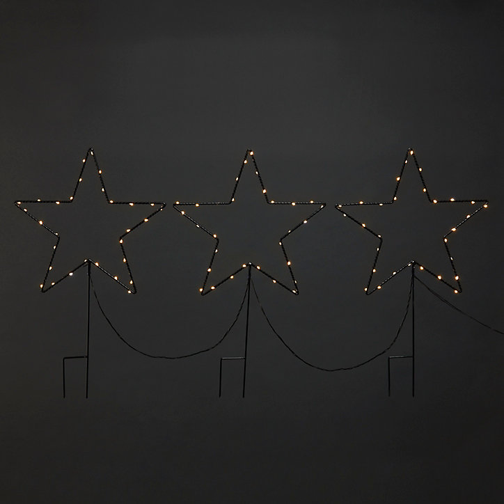 Etoiles lumineuses à planter intérieur/extérieur, lot de 3