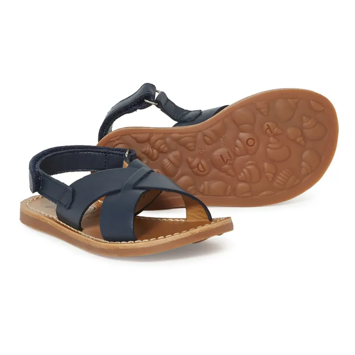 Pom d'Api Sandales Plage Stitch Cross | Bleu marine
