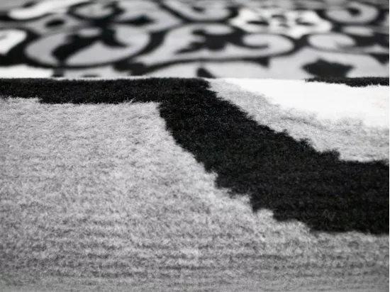 Tapis motif rosace - 200 x 290 cm - gris et noir - ROSIA